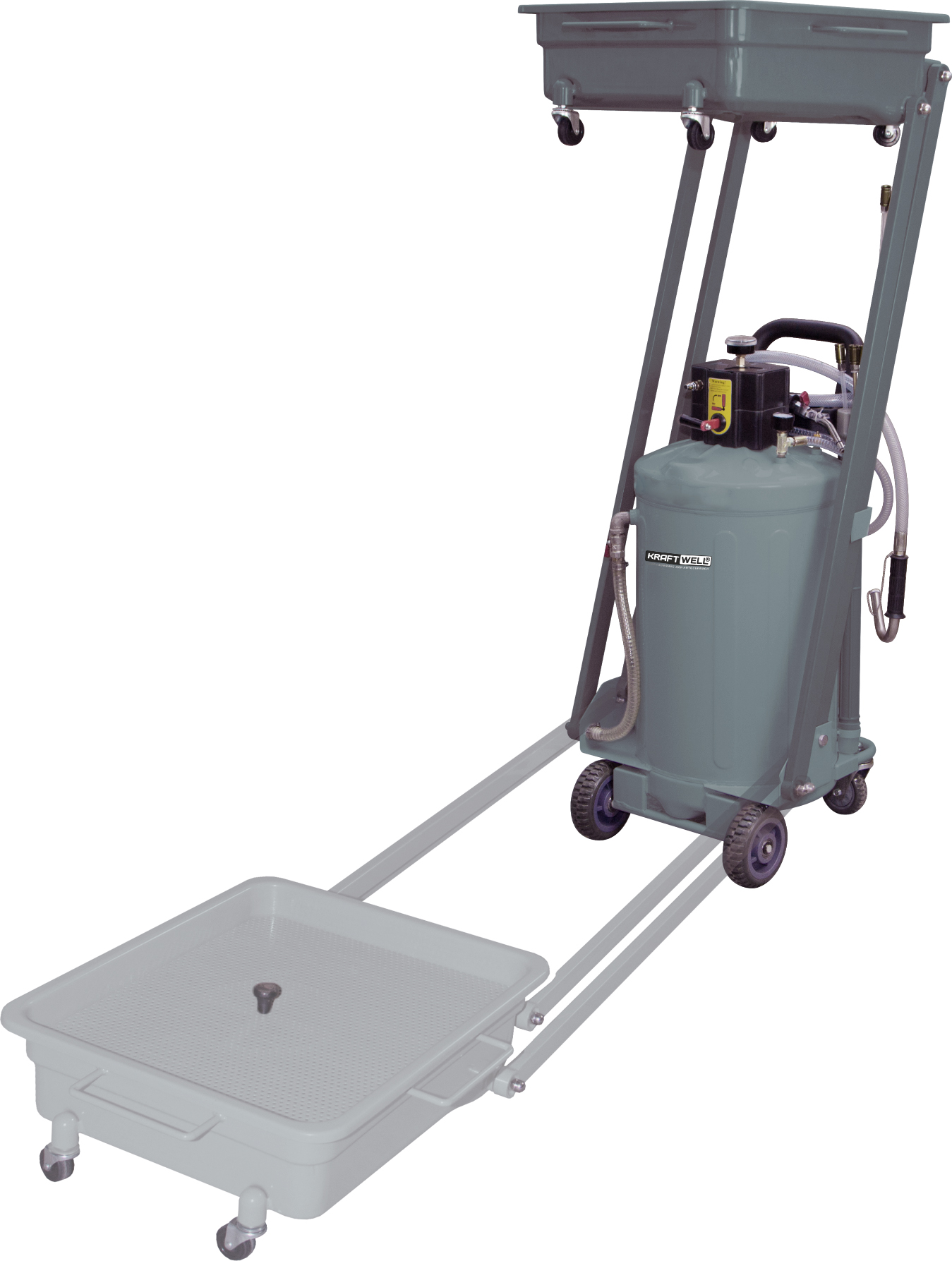 KraftWell KRW1835 Установка для слива и откачки масла/антифриза с пантографной ванной, мобильная KraftWell KRW1835 Установка для слива и откачки масла/антифриза с пантографной ванной, мобильная