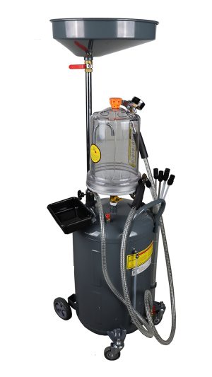KraftWell KRW1839.80L Установка для слива и откачки масла/антифриза с подъемной ванной и мерной емкостью, мобильная