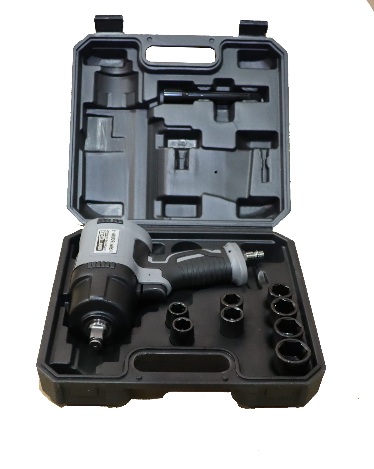 KraftWell KRW1500IW-T Гайковерт пневматический ударный 1/2" с комплектом ударных головок, 1500 Нм KraftWell KRW1500IW-T Гайковерт пневматический ударный 1/2" с комплектом ударных головок, 1500 Нм