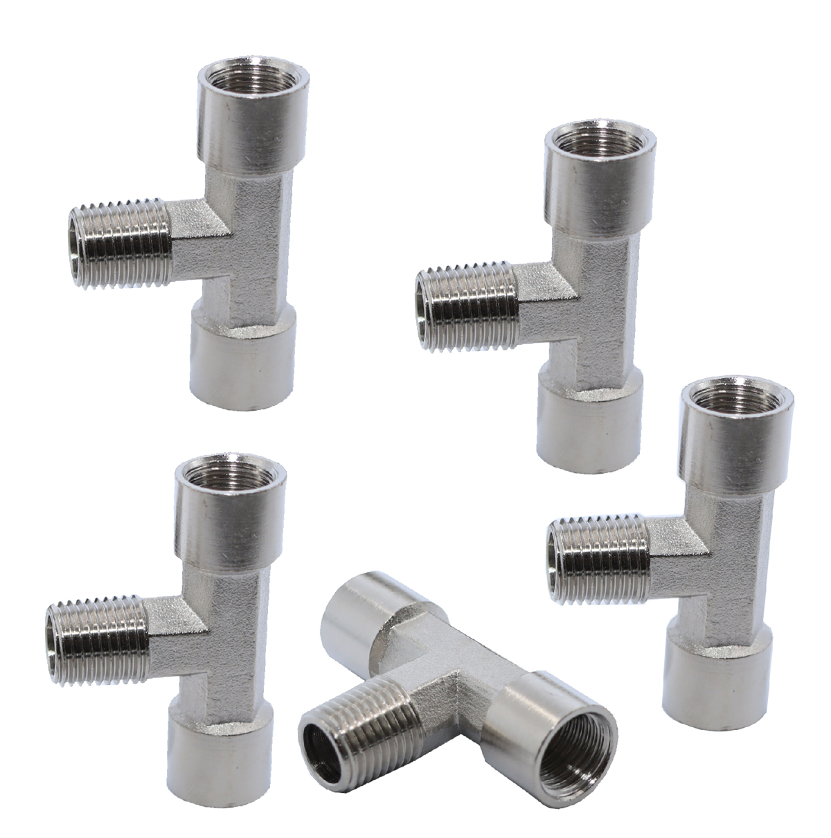 KraftWell KRW-TT14FMF-5 Тройник резьбовой Т-образный F1/4" - M1/4" - F1/4", 5 шт KraftWell KRW-TT14FMF-5 Тройник резьбовой Т-образный F1/4" - M1/4" - F1/4", 5 шт