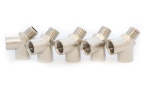 KraftWell KRW-TY14FMF-5 Тройник резьбовой Y-образный F1/4" - M1/4" - F1/4", 5 шт
