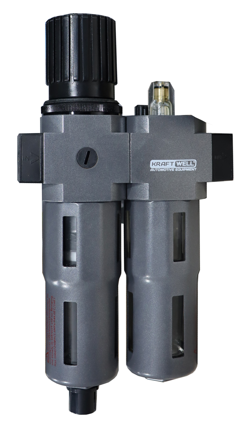 KraftWell KRW-FRC12 Фильтр воздушный с редуктором и лубрикатором, 1/2" KraftWell KRW-FRC12 Фильтр воздушный с редуктором и лубрикатором, 1/2"