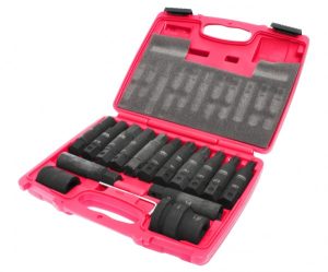 JTC-J616C Набор вставок ударных 3/4" TORX T60-T100, E18-E24, HEX H17-H24 с адаптерами 3/4" и 1",