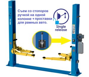 TS-4MR Подъемник 2-хст. г/п 4 т с проставками, съем-ручка (220 V ТВ)