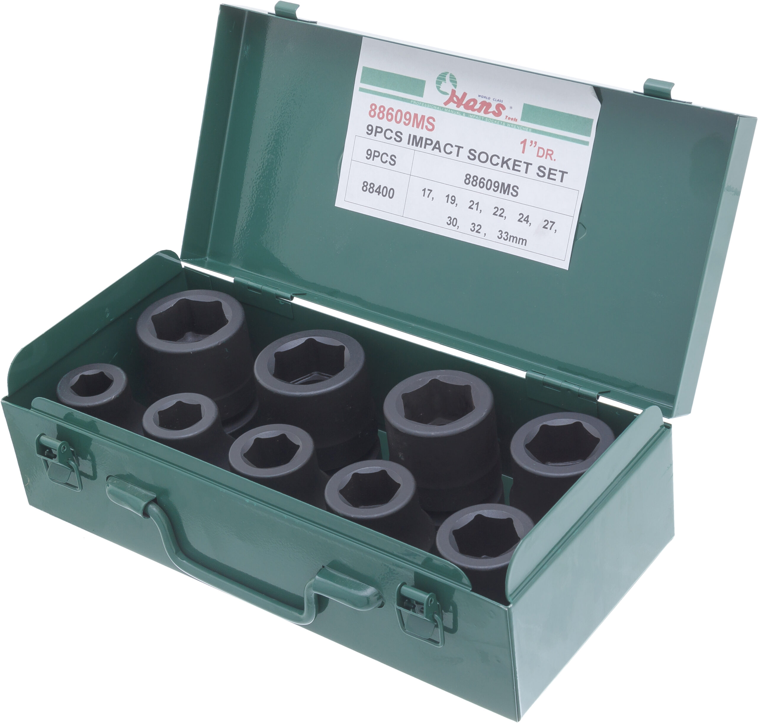 88609MS набор головок 1", 9 шт., 17-33 мм 88609MS набор головок 1", 9 шт., 17-33 мм