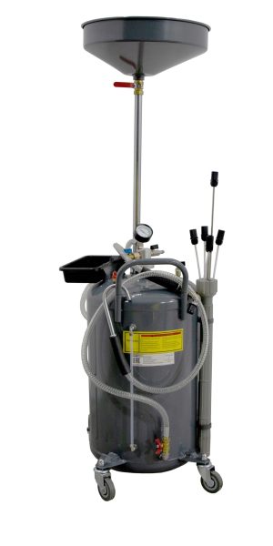KraftWell KRW1832.80L Установка для слива и откачки масла/антифриза с круглой подъемной ванной, мобильная, объем 80 л